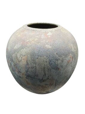 Handcrafted Ceramic Raku Vase Abstract Multicolor Finish Signed By Gibson 1986